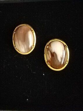 Vintage Polychrome Jasper Oval Cuff Links